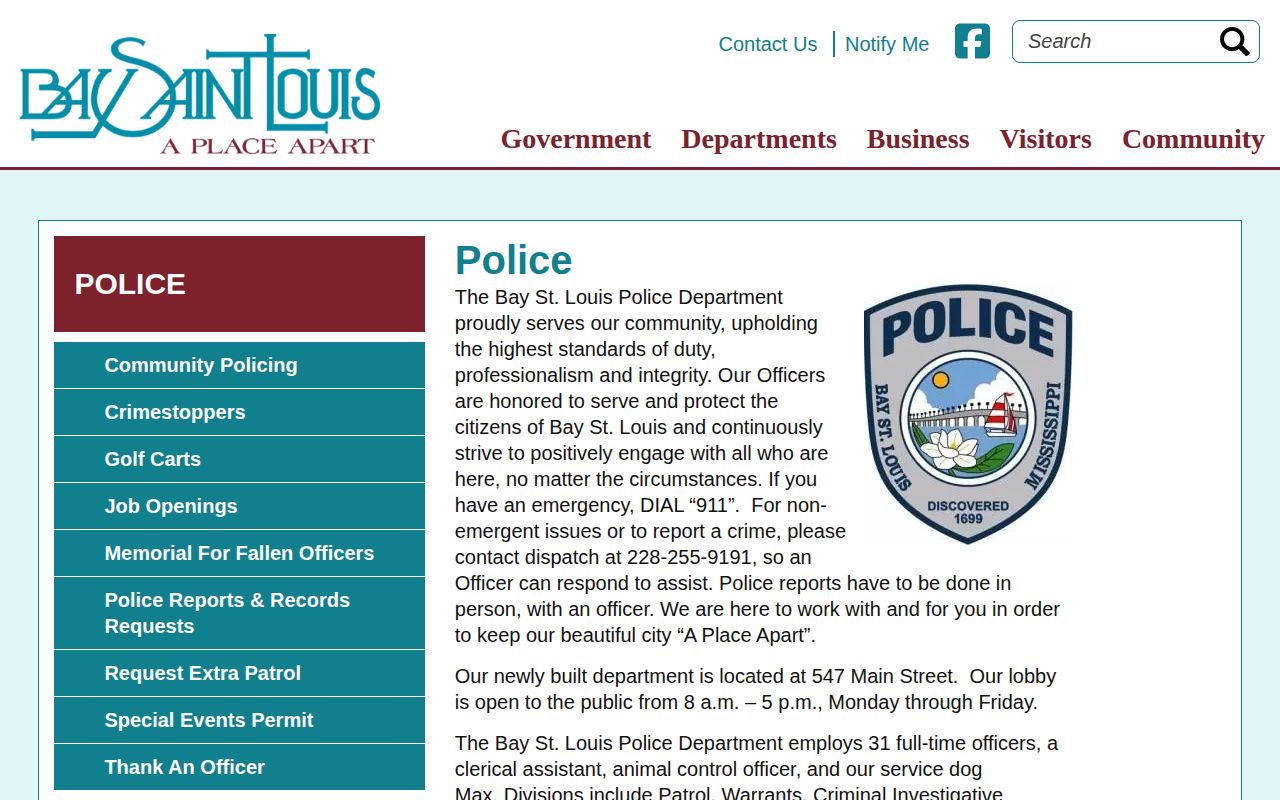 Hancock County Bay St. Louis Police record source